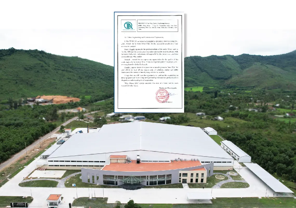 THE OWNER OF CHAN MAY QUARTZ MACHINING FACTORY APPRECIATING DINCO FOR SUCCESSFUL COMPLETION OF THE PROJECT
